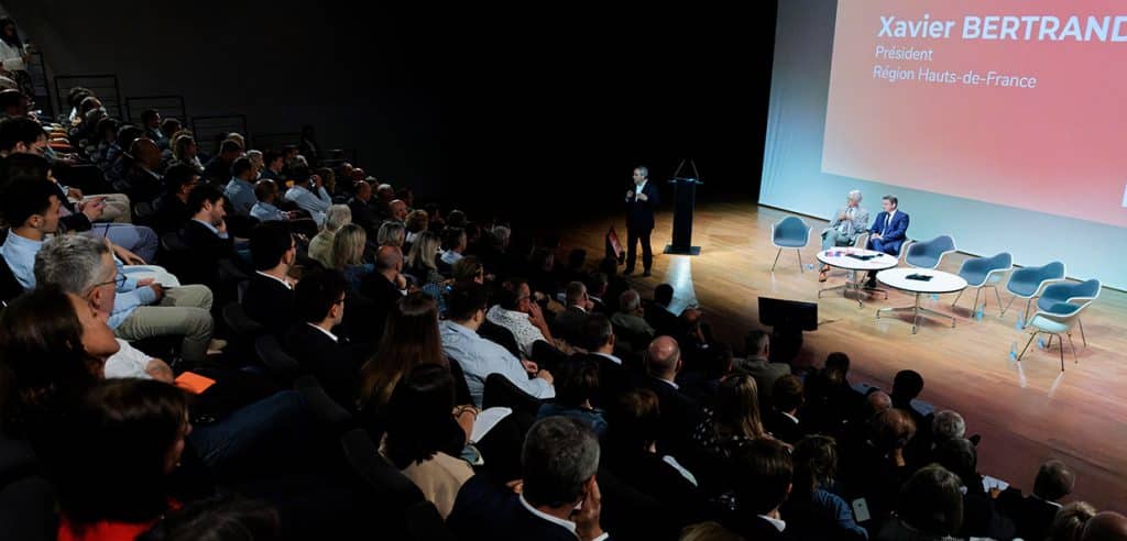 Xavier Bertrand, président de région hauts-de-France à l'assemblée générale de Nord France Invest Assemblée générale Nord France Invest Xavier Bertrand